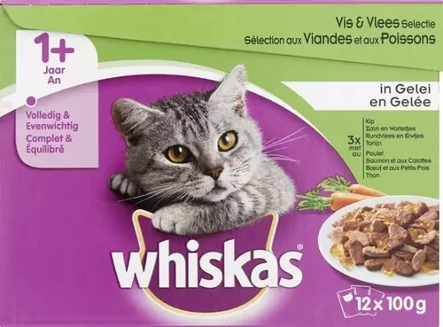 Whiskas MP Adult Vis/Vlees in Gelei 12 pack